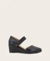 Gentle Souls Oriana Ankle Strap Wedge Pump In Black Leather