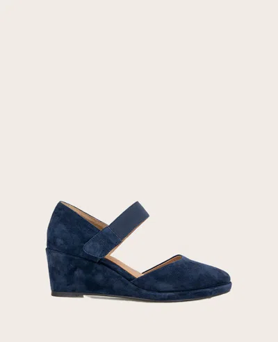 Gentle Souls - Oriana Suede Wedge In Navy Suede