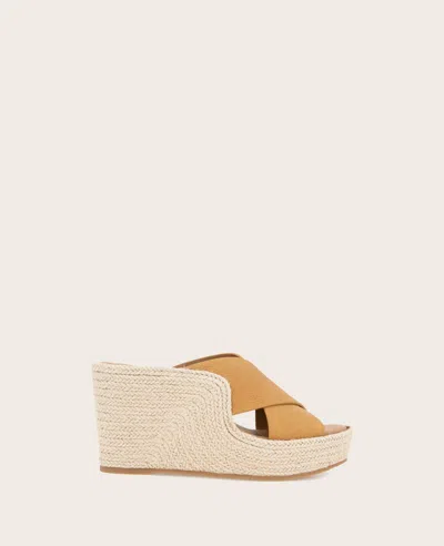 Gentle Souls - Porto Leather X Band Espadrille Wedge In Tan Leather