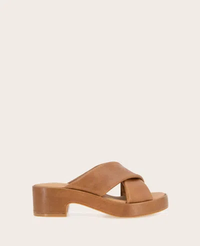 Gentle Souls - River Leather X Band Platform Sandal In Luggage Leather