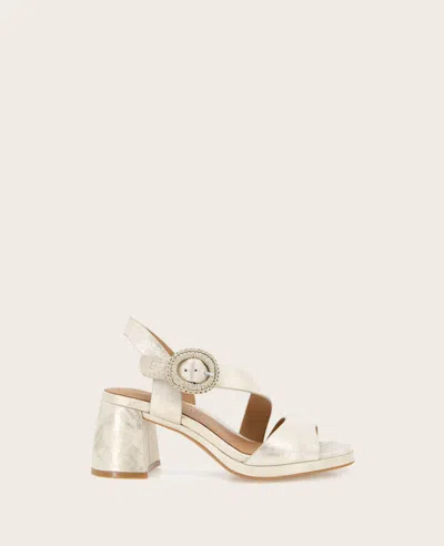 Gentle Souls - Roma Metallic Heel Sandal In Soft Gold Leather
