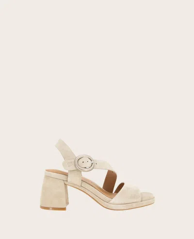 Gentle Souls - Roma Suede Heel Sandal In Light Taupe Suede