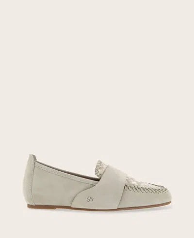 Gentle Souls - Sandra Suede And Snake Combo Braided Detail Loafer In Gray