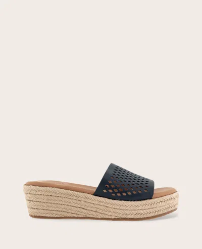 Gentle Souls Vandy Perforated Platform Slide Sandal In Black