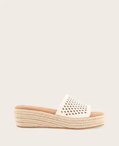Gentle Souls Vandy Perforated Platform Slide Sandal In White