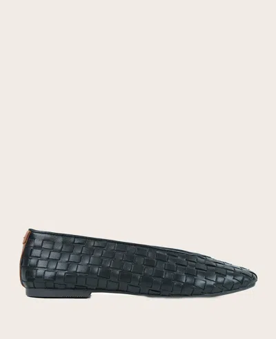 Gentle Souls - Willow Leather Woven Ballet Flat In Black Leather