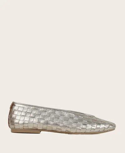 Gentle Souls - Willow Leather Woven Ballet Flat In Gravel Leather