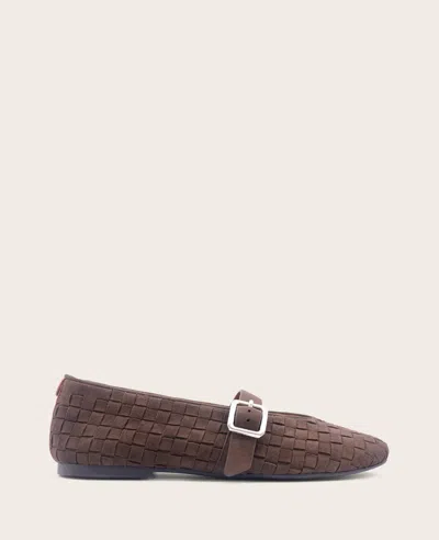 Gentle Souls - Winifred Suede Woven Mary Jane Flat In Brown