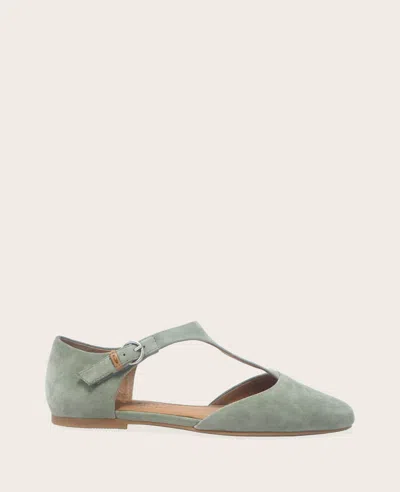 Gentle Souls - Wyatt Suede T-strap Flat In Green