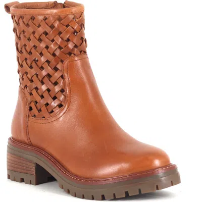 Gentle Souls Bailah Woven Leather Bootie In Brown