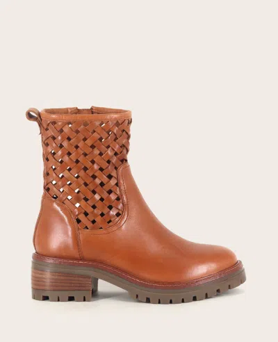 Gentle Souls - Bailah Woven Leather Lug Boot In Brown