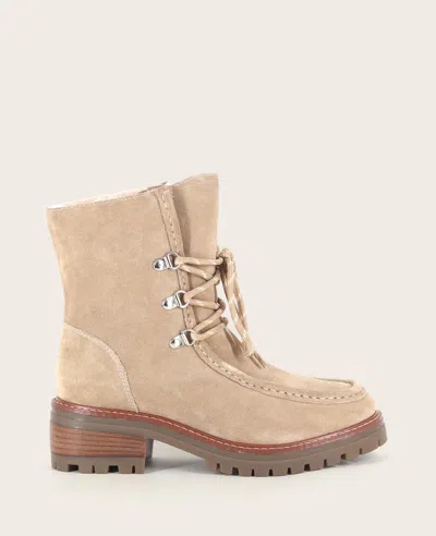 Gentle Souls - Bliss Suede Lace Up Lug Boot In Neutral