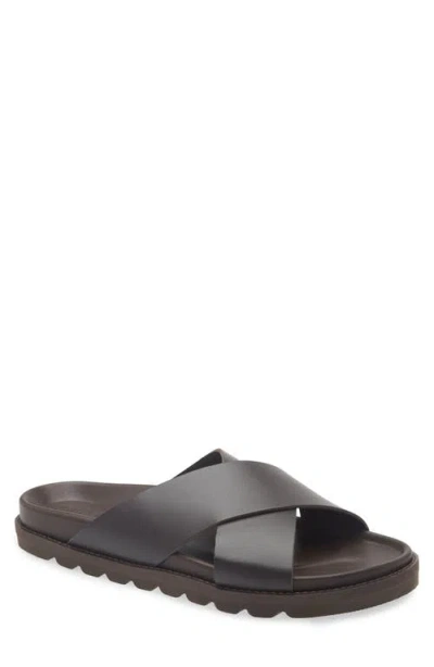 Gentle Souls Braga Cross Strap Slide Sandal In Brown
