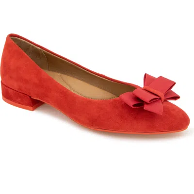 Gentle Souls By Kenneth Cole Abigail Bow Pump In Red Suede
