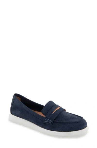 Gentle Souls By Kenneth Cole Bailey Metallic Penny Loafer In Navy Suede