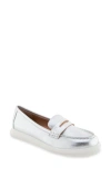 Gentle Souls By Kenneth Cole Bailey Metallic Penny Loafer In Silver Leather