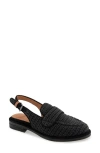 Gentle Souls By Kenneth Cole Caleb Slingback Raffia Loafer Flat In Black Raffia