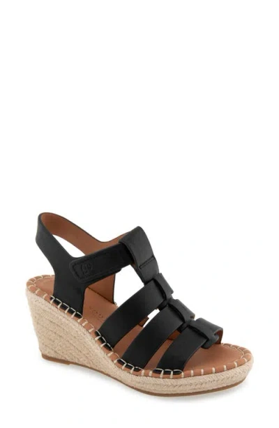 Gentle Souls By Kenneth Cole Capelin Fisherman Espadrille Sandal In Black Leather