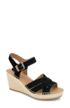 Gentle Souls By Kenneth Cole Caspian Wedge Sandal In Black Nubuck