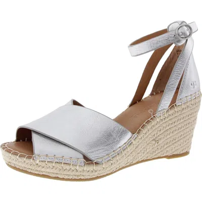 Gentle Souls By Kenneth Cole Charli Womens Leather Sandal Wedge Heels In Silver
