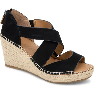 Gentle Souls By Kenneth Cole Corinne Wedge Sandal In Black Nubuck