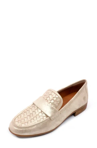 Gentle Souls By Kenneth Cole Crew Woven Leather Loafer In Gold Leather