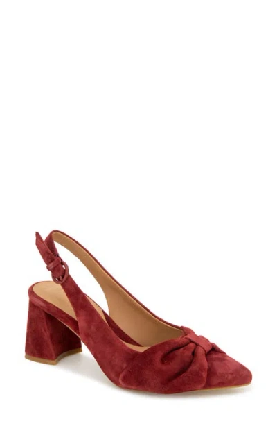 Gentle Souls By Kenneth Cole Diana Slingback Pointed Toe Pump In Burnt Red Suede