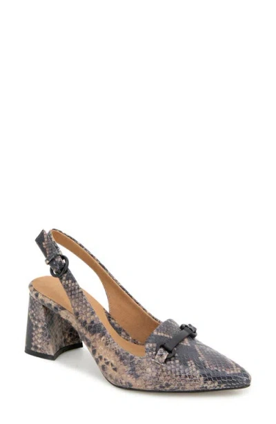 Gentle Souls By Kenneth Cole Dionne Block Heel Slingback Pump In Brown Snake Leather