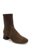 Gentle Souls By Kenneth Cole Elbert Block Heel Bootie In Chocolate Suede