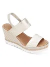 Gentle Souls By Kenneth Cole Elyssa Womens Leather Slingback Wedge Sandals In Ice