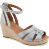 Gentle Souls By Kenneth Cole Espadrille Wedge Sandal In Silver Leather