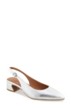 Gentle Souls By Kenneth Cole Georgia Slingback Pump In Silver Leather