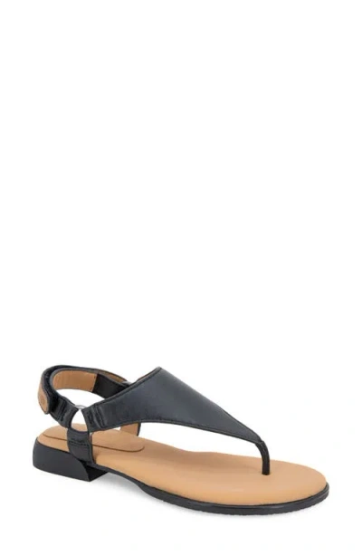 Gentle Souls By Kenneth Cole Holly Slingback Flat Sandal In Black Leather