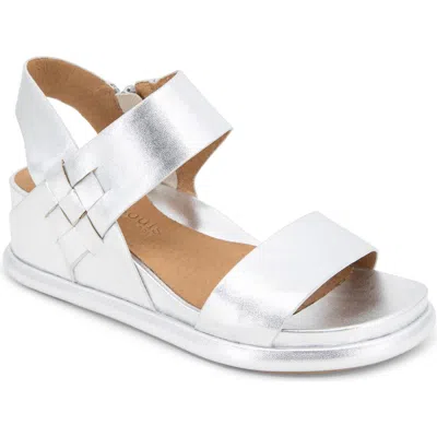Gentle Souls By Kenneth Cole Jolisa Wedge Sandal In Silver Leather