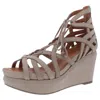 Gentle Souls By Kenneth Cole Joy Womens Leather Strappy Wedge Sandals In Gray