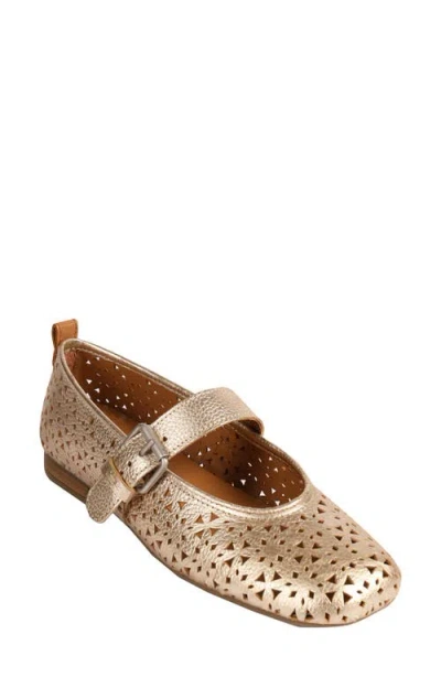 Gentle Souls By Kenneth Cole Karla Mary Jane Flat In Gold Perf Leather
