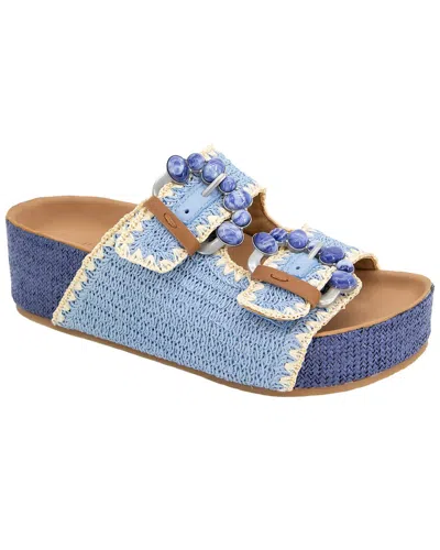Gentle Souls By Kenneth Cole Kendall Raffia Sandal In Blue
