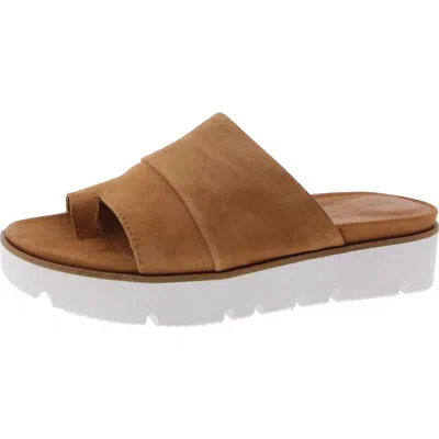 Gentle Souls By Kenneth Cole Lavern Womens Leather Slip On Flatform Sandals In Green