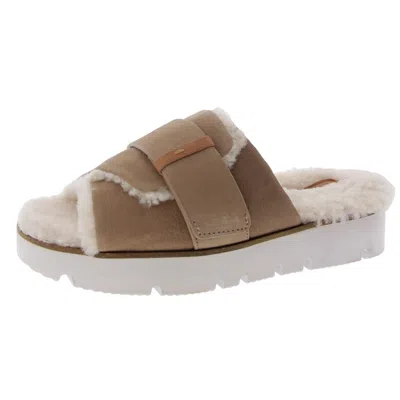 Gentle Souls By Kenneth Cole Lavern Womens Shearling Leather Slide Slippers In Grey
