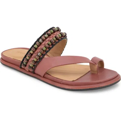 Gentle Souls By Kenneth Cole Lentini Toe Loop Sandal In Mahogany Leather