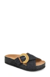 Gentle Souls By Kenneth Cole Louisa Buckle Sandal In Black Raffia