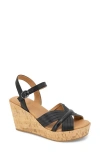 Gentle Souls By Kenneth Cole Nomi Ankle Strap Platform Wedge Sandal In Black Leather