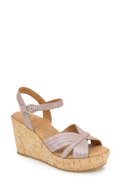 Gentle Souls By Kenneth Cole Nomi Ankle Strap Platform Wedge Sandal In Blush Meta