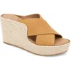 Gentle Souls By Kenneth Cole Porto Espadrille Platform Wedge Slide Sandal In Tan Leather