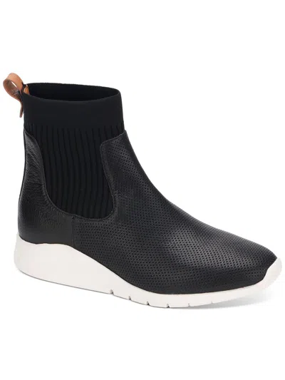 Gentle Souls By Kenneth Cole Raina Lite Stretch 2 Womens Leather Textured Chelsea Boots In Black