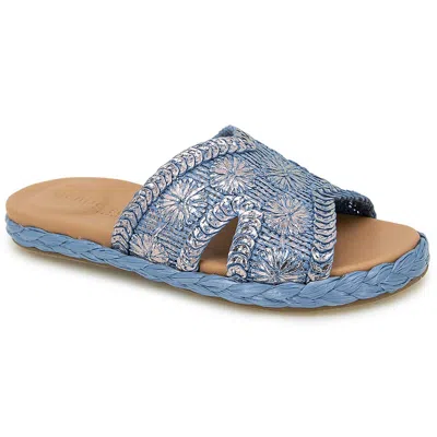 Gentle Souls By Kenneth Cole Tristan Woven Womens Embroidered Manmade Slide Sandals In Multi