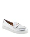 Shop Gentle Souls By Kenneth Cole Women's Bailey Loafer Flats In Silver Leather