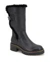 Gentle Souls By Kenneth Cole Bradford Faux Shearling Trim Boot In Black Leather