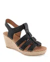 Gentle Souls By Kenneth Cole Caplin Slingback Espadrille Platform Wedge Sandal In Black Leather