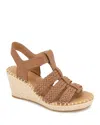 Gentle Souls By Kenneth Cole Caplin Slingback Espadrille Platform Wedge Sandal In Tan Leather